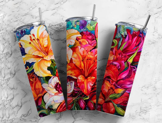 Stained Paint 20oz Sublimation Tumbler Designs, Stained Flower 9.2 x 8.3”  Tumbler Png, Digital Download