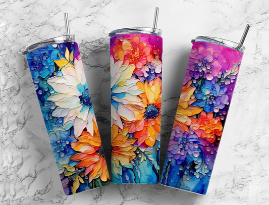 Water Colored Chamomile 20oz Sublimation Tumbler Designs, Water Colored Flowers 9.2 x 8.3”  Tumbler Png, Digital Download