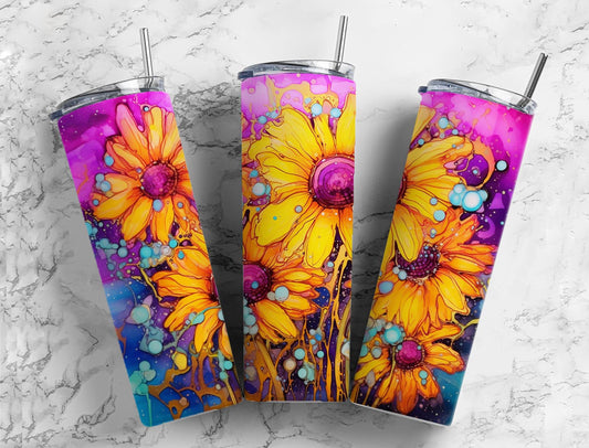 Water Color Sunflower 20oz Sublimation Tumbler Designs, Water Color Pint 9.2 x 8.3”  Tumbler Png, Digital Download