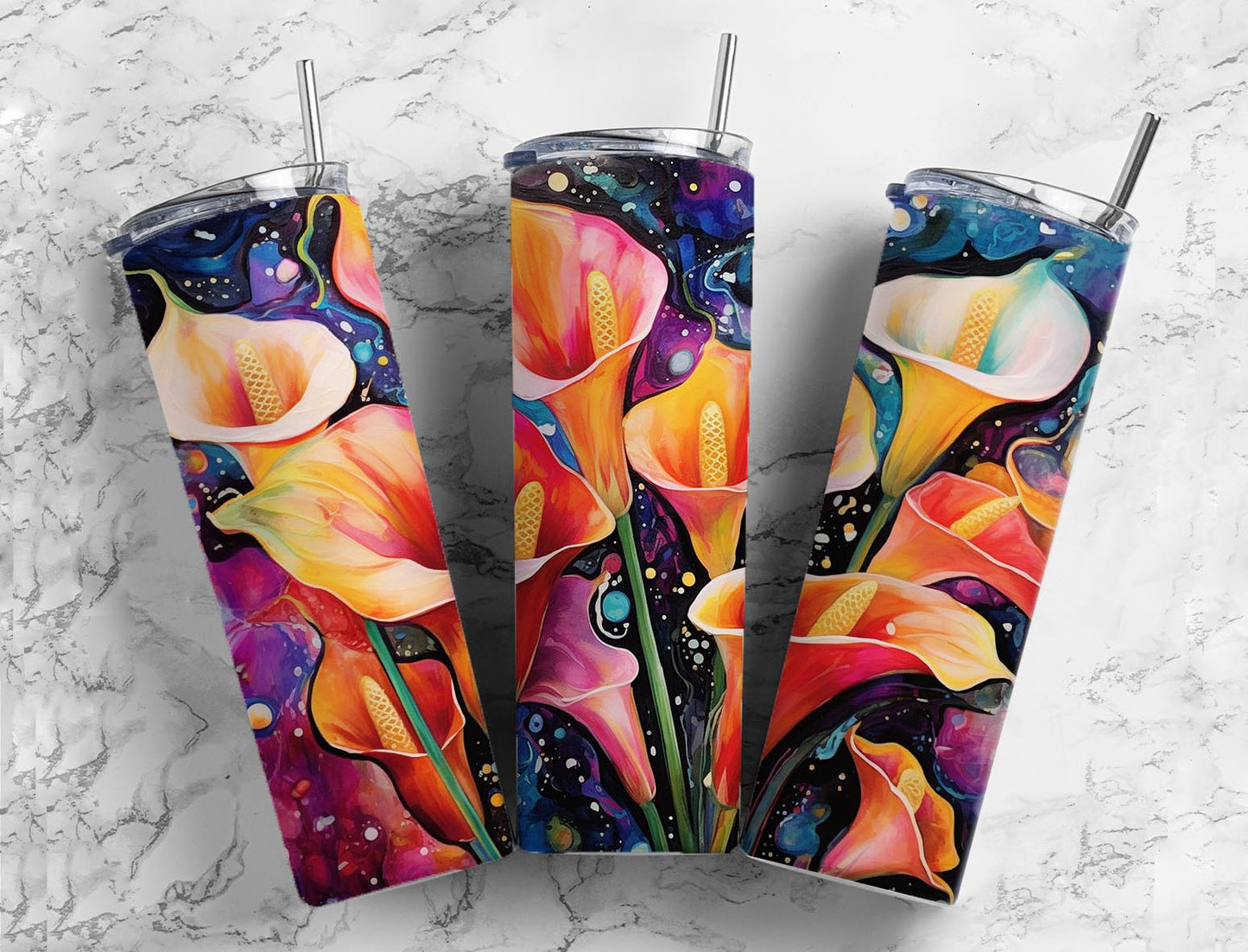 Calla Lily 20oz Sublimation Tumbler Designs, Flower Paint 9.2 x 8.3”  Tumbler Png, Digital Download