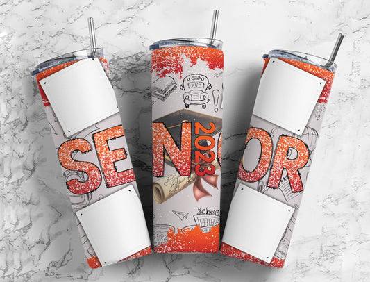 Senior Glittery 20oz Sublimation Tumbler Designs , Senior Graduate 9.2 x 8.3”  Tumbler Png, Digital Download