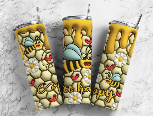 Bee Happy Honey Comb 20oz Sublimation Tumbler Designs, Keyword 9.2 x 8.3”  Tumbler Png, Digital Download