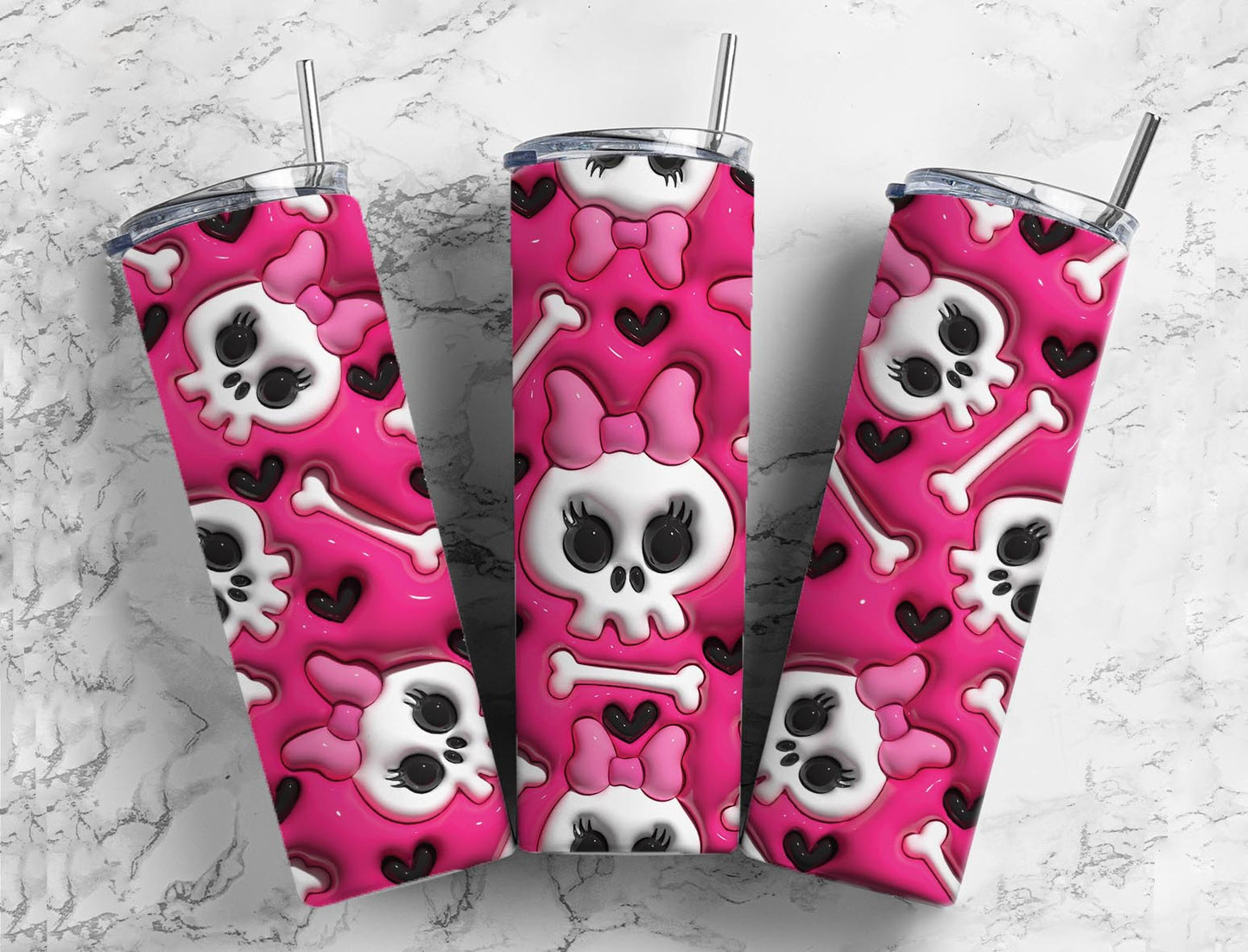 Pink Ribbon Skull Bone 20oz Sublimation Tumbler Designs, Keyword 9.2 x 8.3”  Tumbler Png, Digital Download