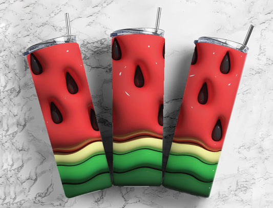 Watermelon 20oz Sublimation Tumbler Designs, 3D Inflated 9.2 x 8.3”  Tumbler Png, Digital Download