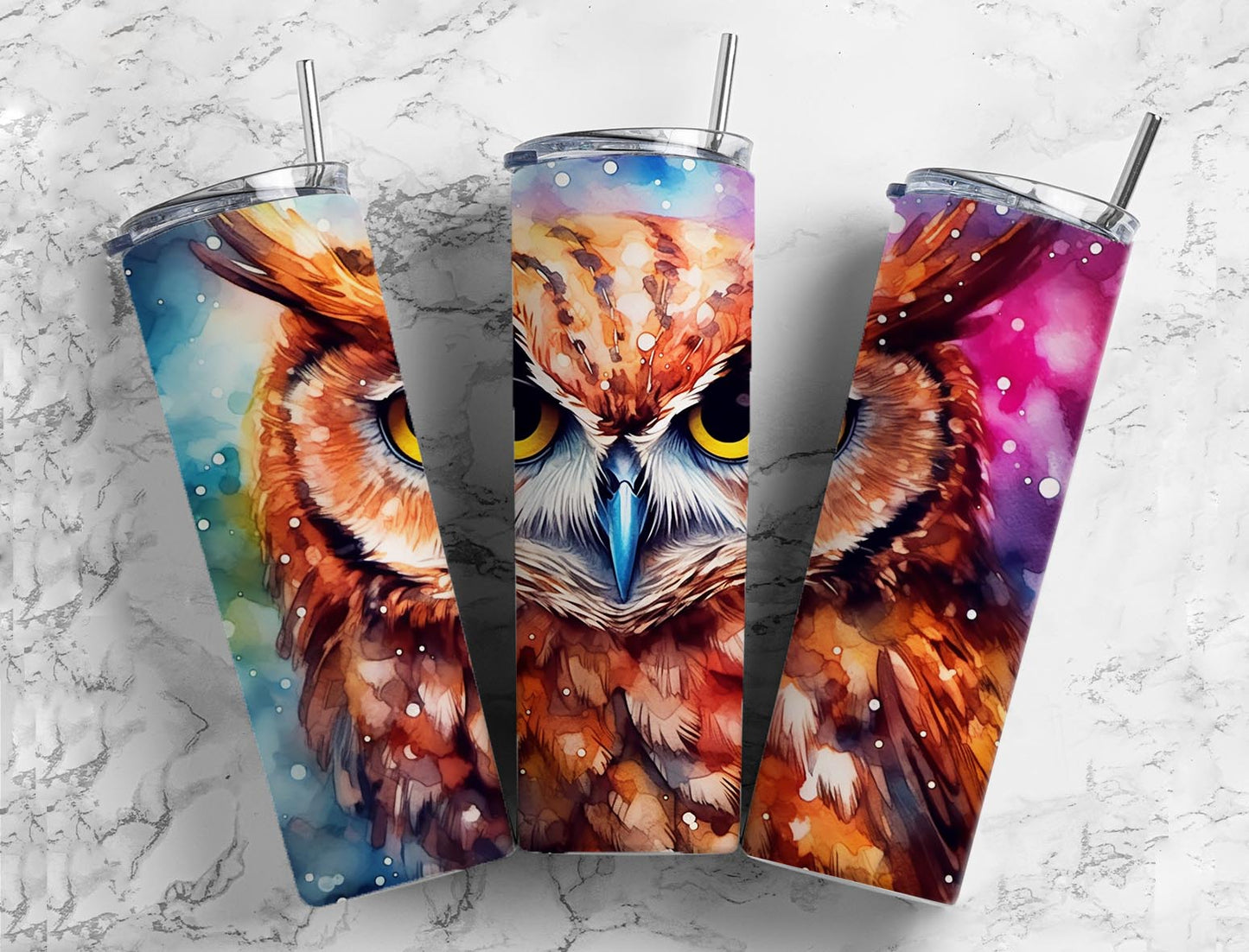 Abstract Owl 20oz Sublimation Tumbler Designs, Painted Owl 9.2 x 8.3”  Tumbler Png, Digital Download