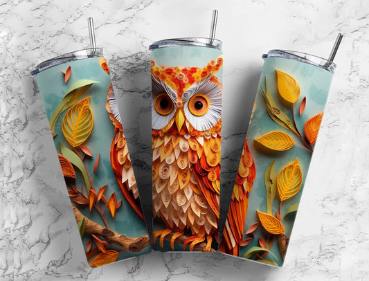 Vintage Flower Owl 20oz Sublimation Tumbler Designs, Vintage Color 9.2 x 8.3”  Tumbler Png, Digital Download