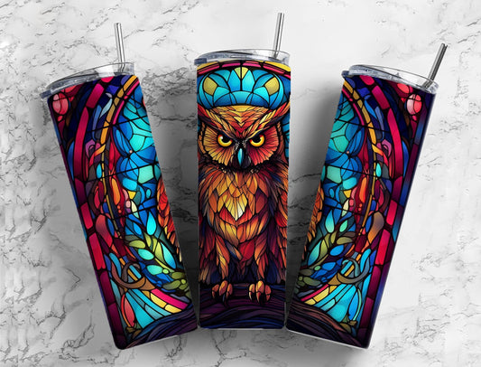 Brown Abstract Owl 20oz Sublimation Tumbler Designs, Brown Owl 9.2 x 8.3”  Tumbler Png, Digital Download