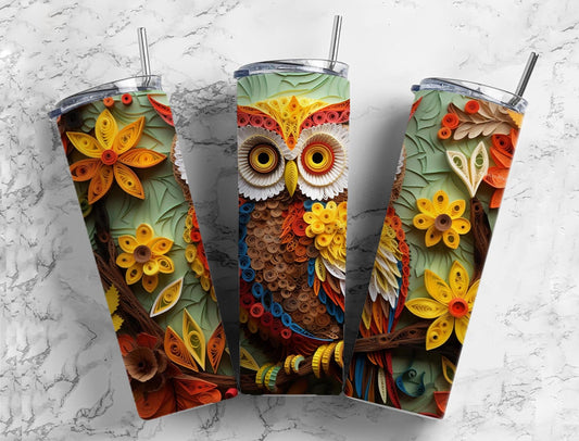 Colorful Seamless Owl 20oz Sublimation Tumbler Designs, Owl Pattern 9.2 x 8.3”  Tumbler Png, Digital Download