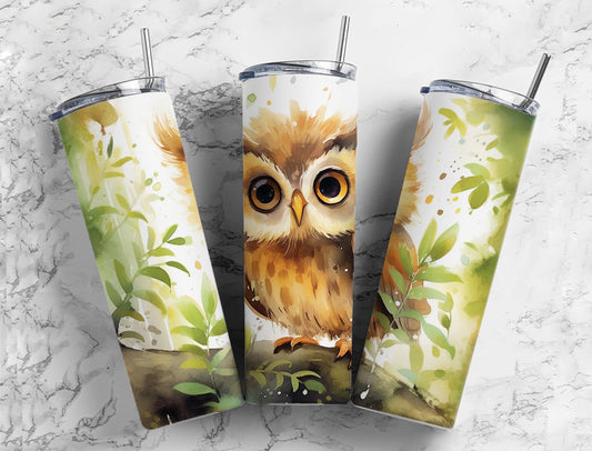 Cute Painted Owl 20oz Sublimation Tumbler Designs,Forest Owl 9.2 x 8.3”  Tumbler Png, Digital Download