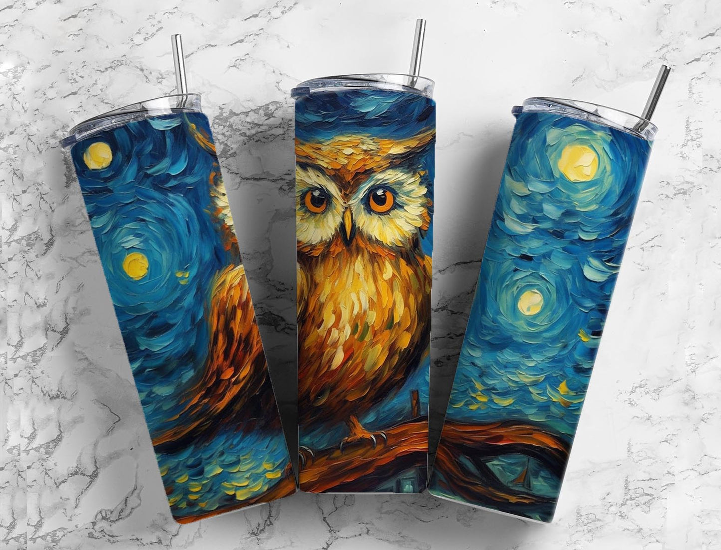 Acrylic Paint Owl 20oz Sublimation Tumbler Designs, Acrylic Owl 9.2 x 8.3”  Tumbler Png, Digital Download