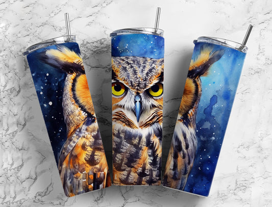 Blue Universe Owl 20oz Sublimation Tumbler Designs, Universe Owl 9.2 x 8.3”  Tumbler Png, Digital Download