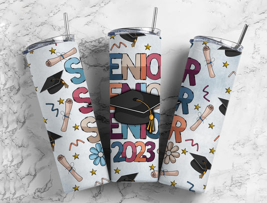 Senior 2023 20oz Sublimation Tumbler Designs, Graduate 2023 9.2 x 8.3”  Tumbler Png, Digital Download