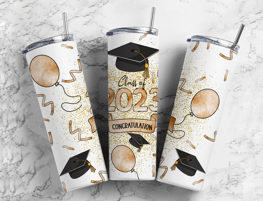 White Class 2023 20oz Sublimation Tumbler Designs, Graduate 9.2 x 8.3”  Tumbler Png, Digital Download