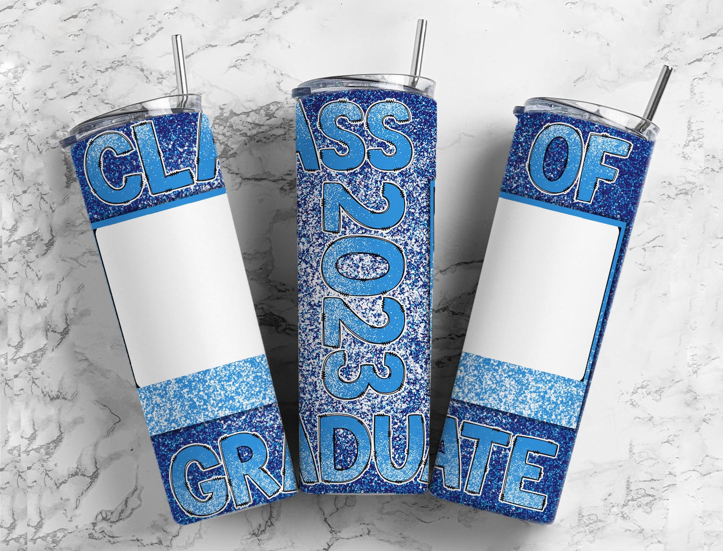 Blue Glitter Class 2023 20oz Sublimation Tumbler Designs, Class Graduate 9.2 x 8.3”  Tumbler Png, Digital Download