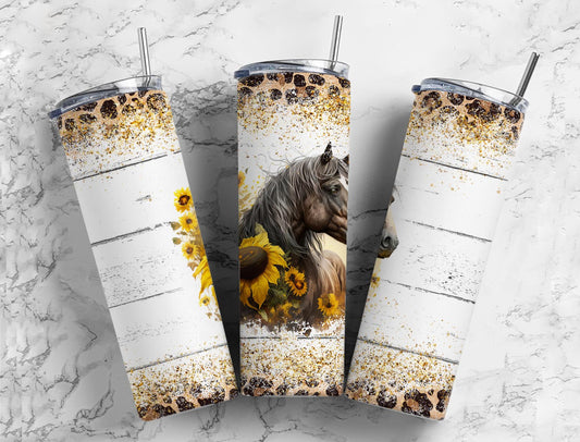 Sunflower Horse 20oz Sublimation Tumbler Designs, Glitter 9.2 x 8.3”  Tumbler Png, Digital Download