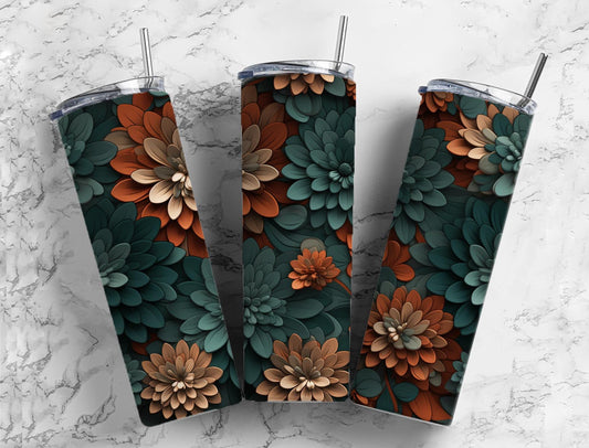 3D Flower 3D FlowerVintage Flower 20oz Sublimation Tumbler Designs, Realism Paint 9.2 x 8.3”  Tumbler Png, Digital Download