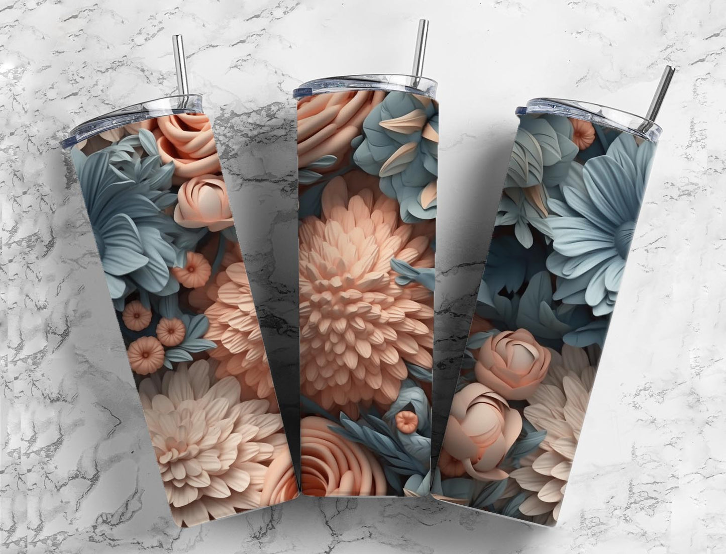 3D Flower 3D FlowerMelocoton Flower 20oz Sublimation Tumbler Designs , Realistic Flower 9.2 x 8.3”  Tumbler Png, Digital Download