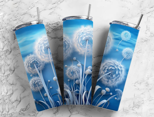 3D Flower 3D FlowerDigital Dandelions 20oz Sublimation Tumbler Designs, NightbDandelions 9.2 x 8.3”  Tumbler Png, Digital Download