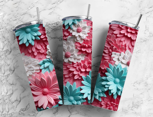 3D Flower 3D Flower3D Pink Daisy 20oz Sublimation Tumbler Designs, Pink Pastel 9.2 x 8.3”  Tumbler Png, Digital Download