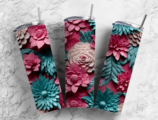 3D Flower 3D FlowerRouge Pink  20oz Sublimation Tumbler Designs, 3D Flower 9.2 x 8.3”  Tumbler Png, Digital Download