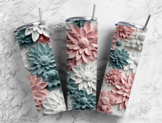 3D Flower 3D FlowerAesthetic Flower HD 20oz Sublimation Tumbler Designs, FLower 9.2 x 8.3”  Tumbler Png, Digital Download