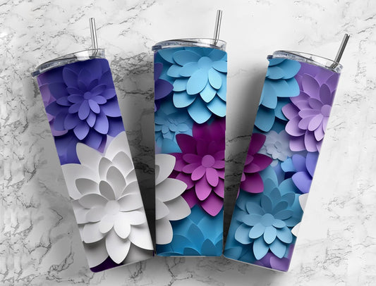 3D Flower 3D FlowerLavender Paper 20oz Sublimation Tumbler Designs, Arts Flower 9.2 x 8.3”  Tumbler Png, Digital Download