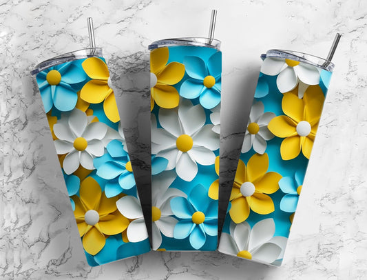 3D Flower 3D FlowerYellow Papers 20oz Sublimation Tumbler Designs, Arts Flower 9.2 x 8.3”  Tumbler Png, Digital Download