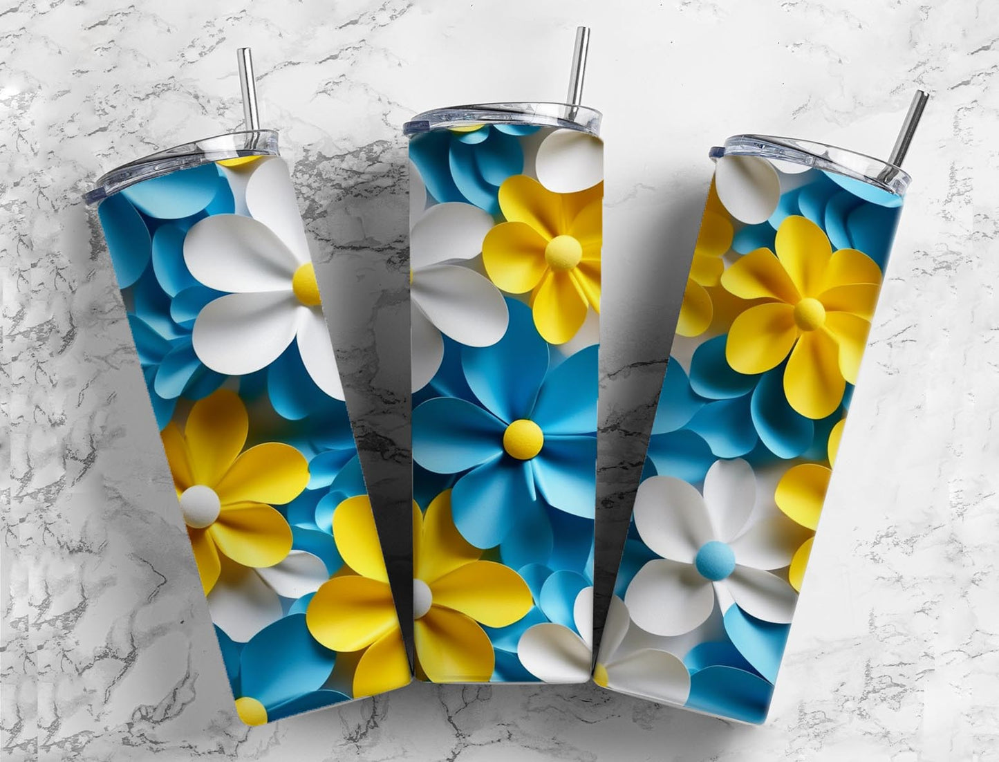 3D Flower 3D FlowerJumbled Color 20oz Sublimation Tumbler Designs, Arts Flower 9.2 x 8.3”  Tumbler Png, Digital Download