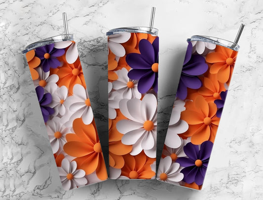 3D Flower 3D FlowerViolet and Orange Color 20oz Sublimation Tumbler Designs, Paper Arts 9.2 x 8.3”  Tumbler Png, Digital Download