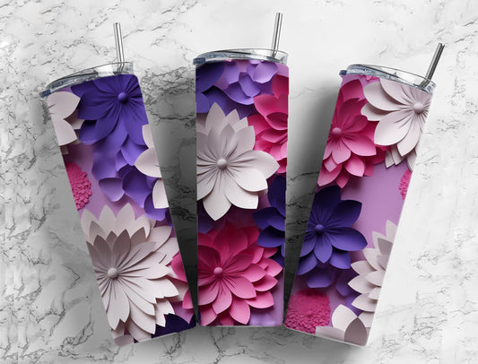 3D Flower 3D FlowerWhite Paper  20oz Sublimation Tumbler Designs, Paper Arts 9.2 x 8.3”  Tumbler Png, Digital Download