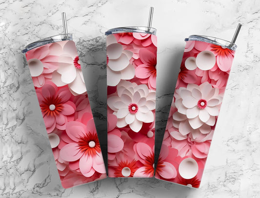 3D Flower 3D FlowerPink Bloom 20oz Sublimation Tumbler Designs, Daisy Flower 9.2 x 8.3”  Tumbler Png, Digital Download