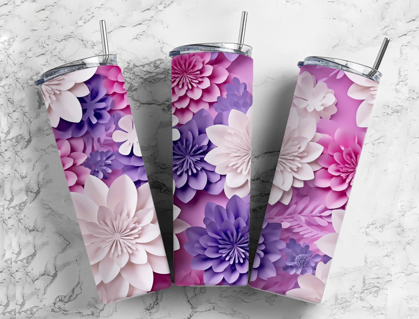 3D Flower 3D FlowerPuple Leaves  20oz Sublimation Tumbler Designs, Flower Leaves 9.2 x 8.3”  Tumbler Png, Digital Download