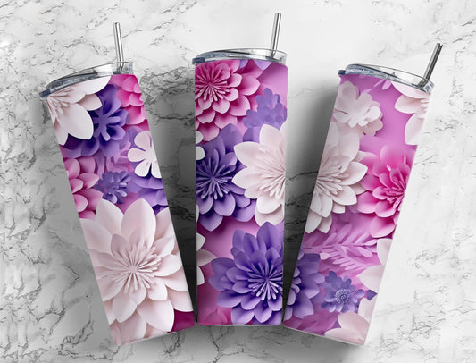 3D Flower 3D FlowerPuple Leaves  20oz Sublimation Tumbler Designs, Flower Leaves 9.2 x 8.3”  Tumbler Png, Digital Download