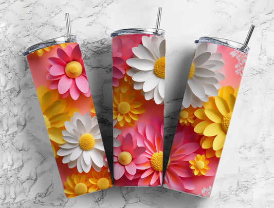 3D Flower 3D FlowerYellow Petals 20oz Sublimation Tumbler Designs, Paper Arts 9.2 x 8.3”  Tumbler Png, Digital Download