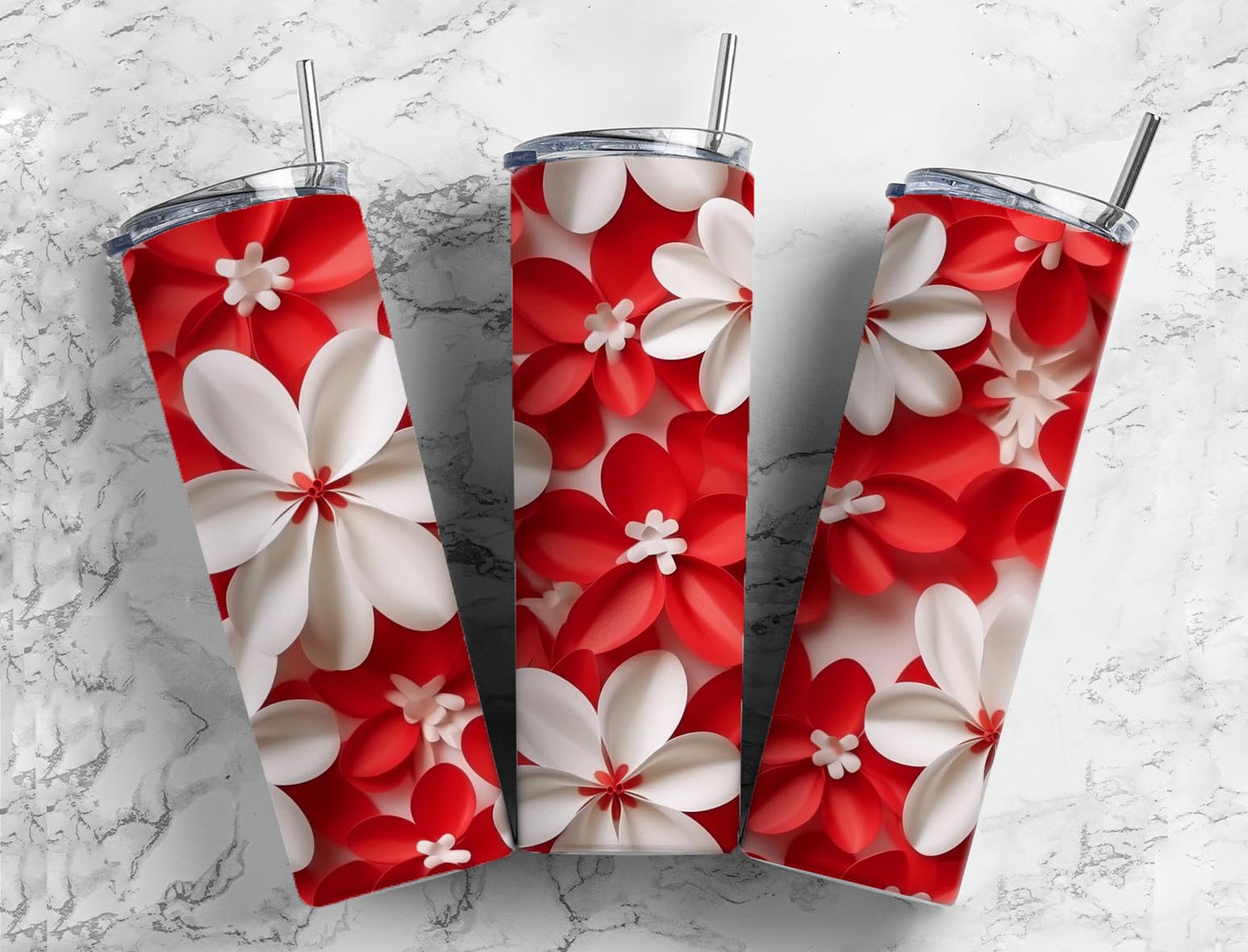 3D Flower 3D FlowerRed Flowers 20oz Sublimation Tumbler Designs,Redish 9.2 x 8.3”  Tumbler Png, Digital Download