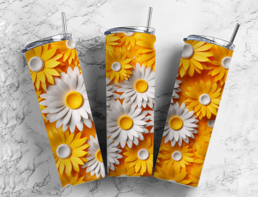 3D Flower 3D FlowerGold Flower 20oz Sublimation Tumbler Designs, Golden Flower 9.2 x 8.3”  Tumbler Png, Digital Download