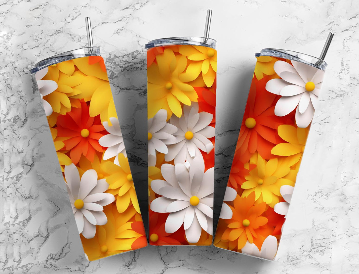 3D Flower 3D FlowerBig Yellow 20oz Sublimation Tumbler Designs, Art Flowers 9.2 x 8.3”  Tumbler Png, Digital Download