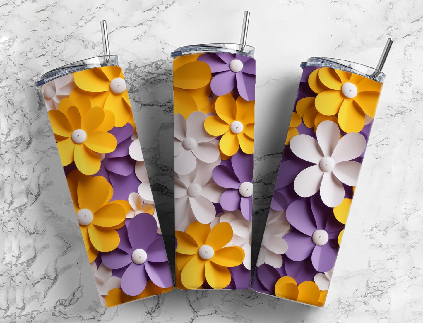 3D Flower 3D FlowerPurple Flower 20oz Sublimation Tumbler Designs, Flower Arts 9.2 x 8.3”  Tumbler Png, Digital Download