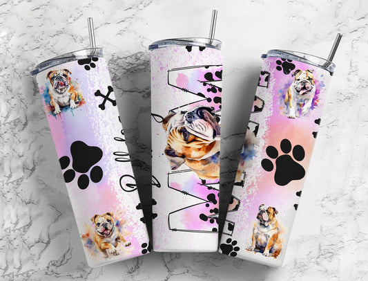 Bulldog Mom 20oz Sublimation Tumbler Designs, Dog Mom 9.2 x 8.3”  Tumbler Png, Digital Download