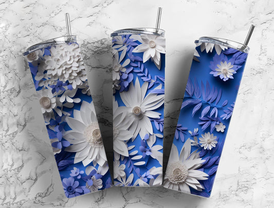 3D Flower 3D FlowerWhite Lutos 20oz Sublimation Tumbler Designs, Flower Lutos 9.2 x 8.3”  Tumbler Png, Digital Download