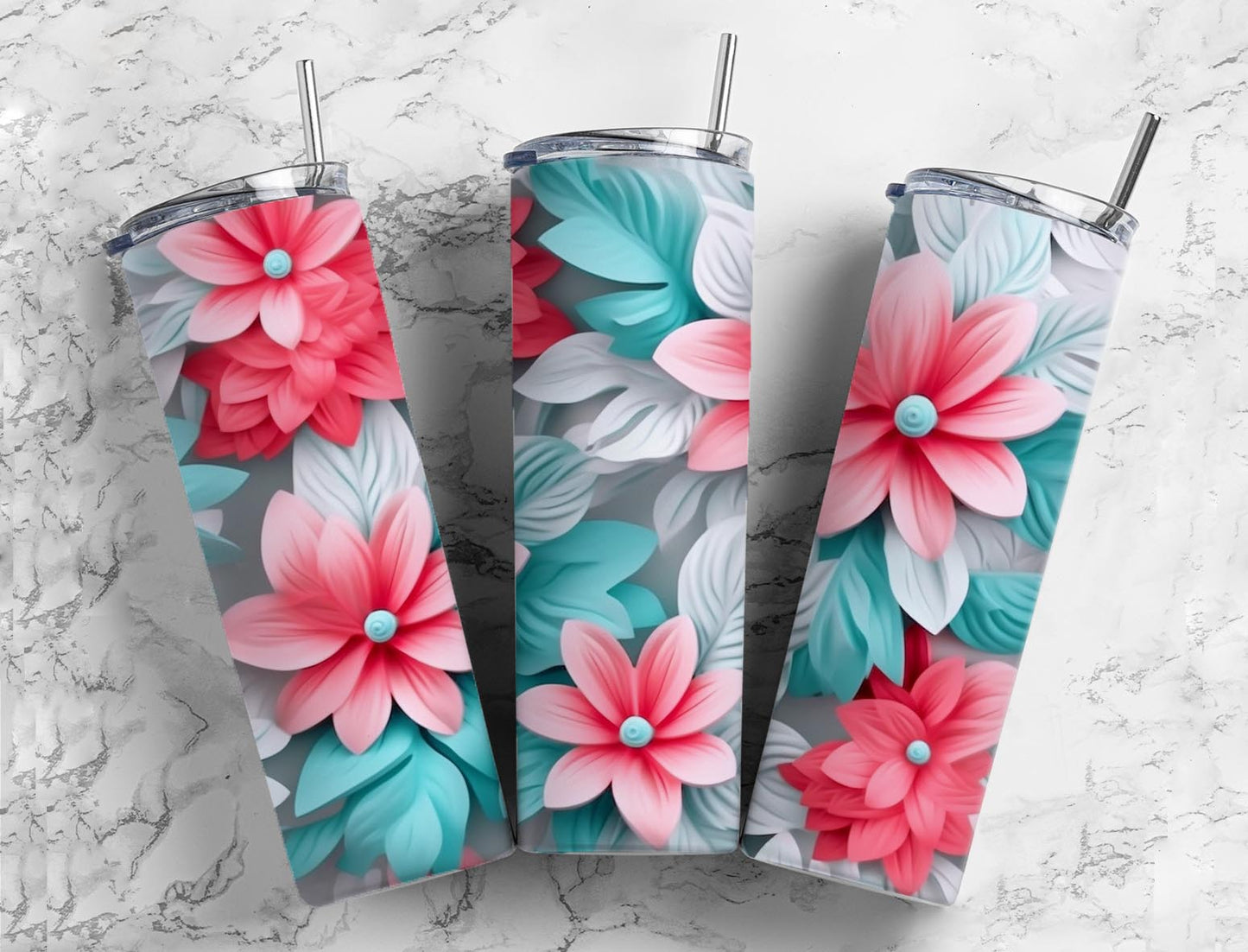 3D Flower 3D FlowerColored Daisy 20oz Sublimation Tumbler Designs,Colored9.2 x 8.3”  Tumbler Png, Digital Download