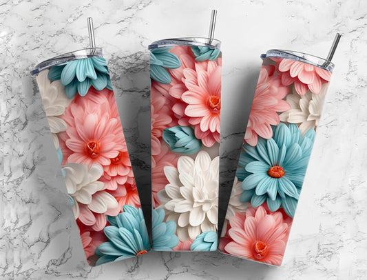 3D Flower 3D FlowerCantaloupe Daisy 20oz Sublimation Tumbler Designs, Flower Arts 9.2 x 8.3”  Tumbler Png, Digital Download