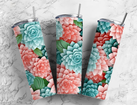 3D Flower 3D FlowerBlue Peony 20oz Sublimation Tumbler Designs, Blue Arts 9.2 x 8.3”  Tumbler Png, Digital Download