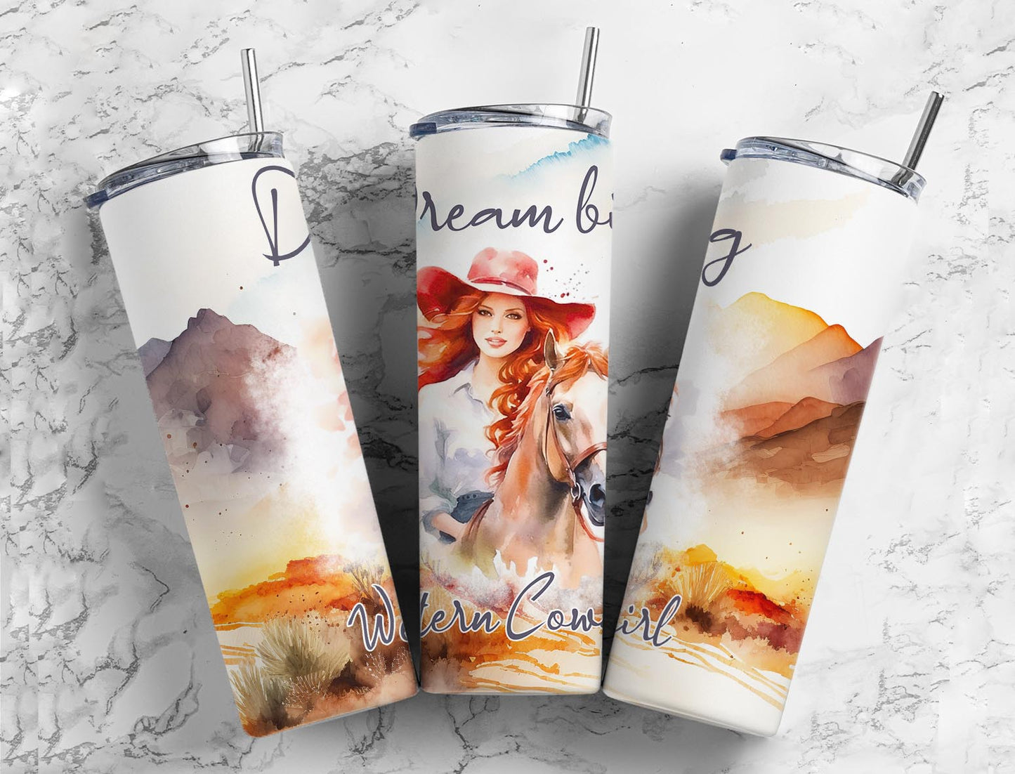 Dream Big 20oz Sublimation Tumbler Designs, Western Cowgirl 9.2 x 8.3”  Tumbler Png, Digital Download