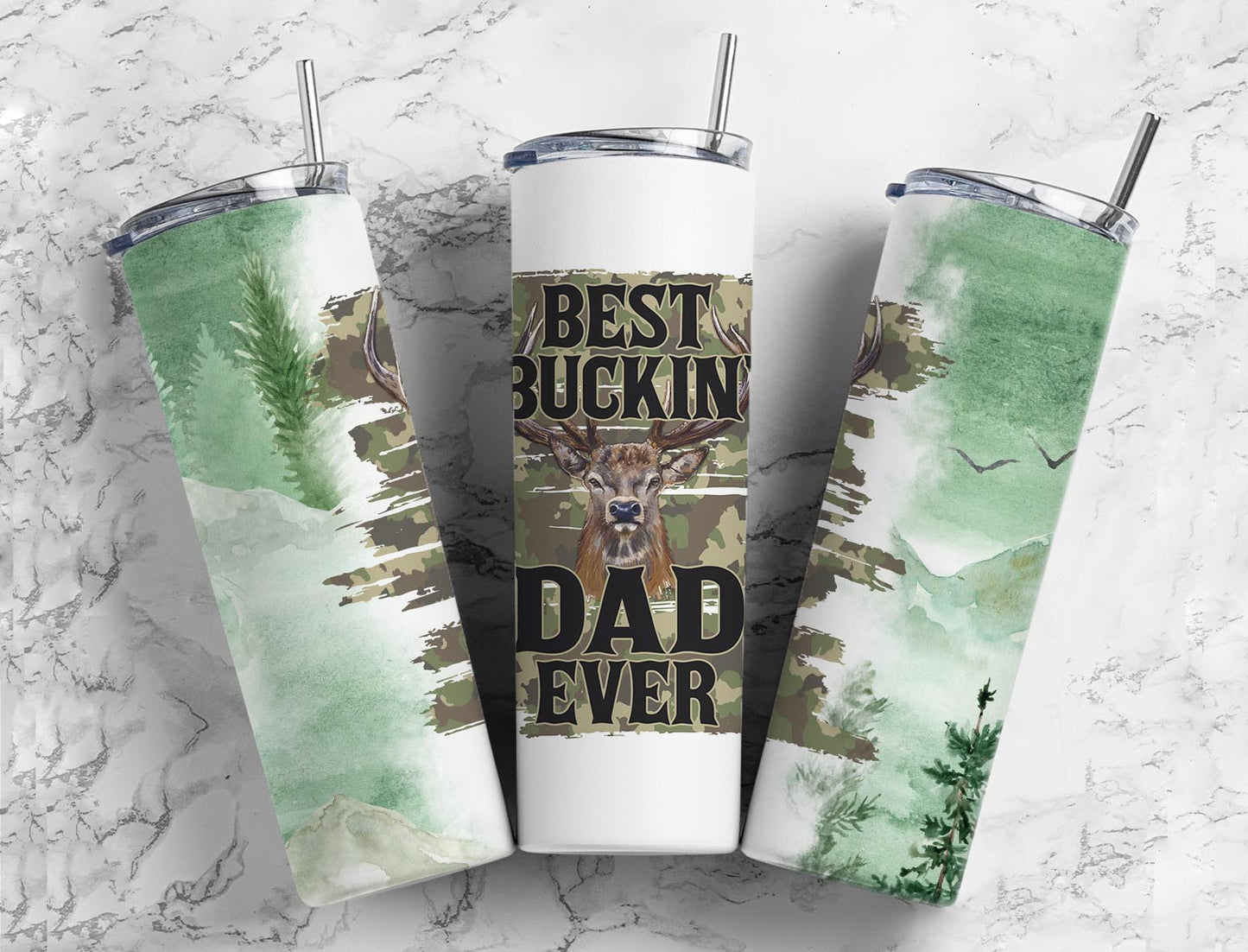 Camoufladge Deer 20oz Sublimation Tumbler Designs, Buckin Dad 9.2 x 8.3”  Tumbler Png, Digital Download