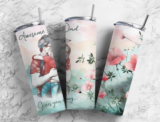 Dads Hug 20oz Sublimation Tumbler Designs, Awesome Dad 9.2 x 8.3”  Tumbler Png, Digital Download