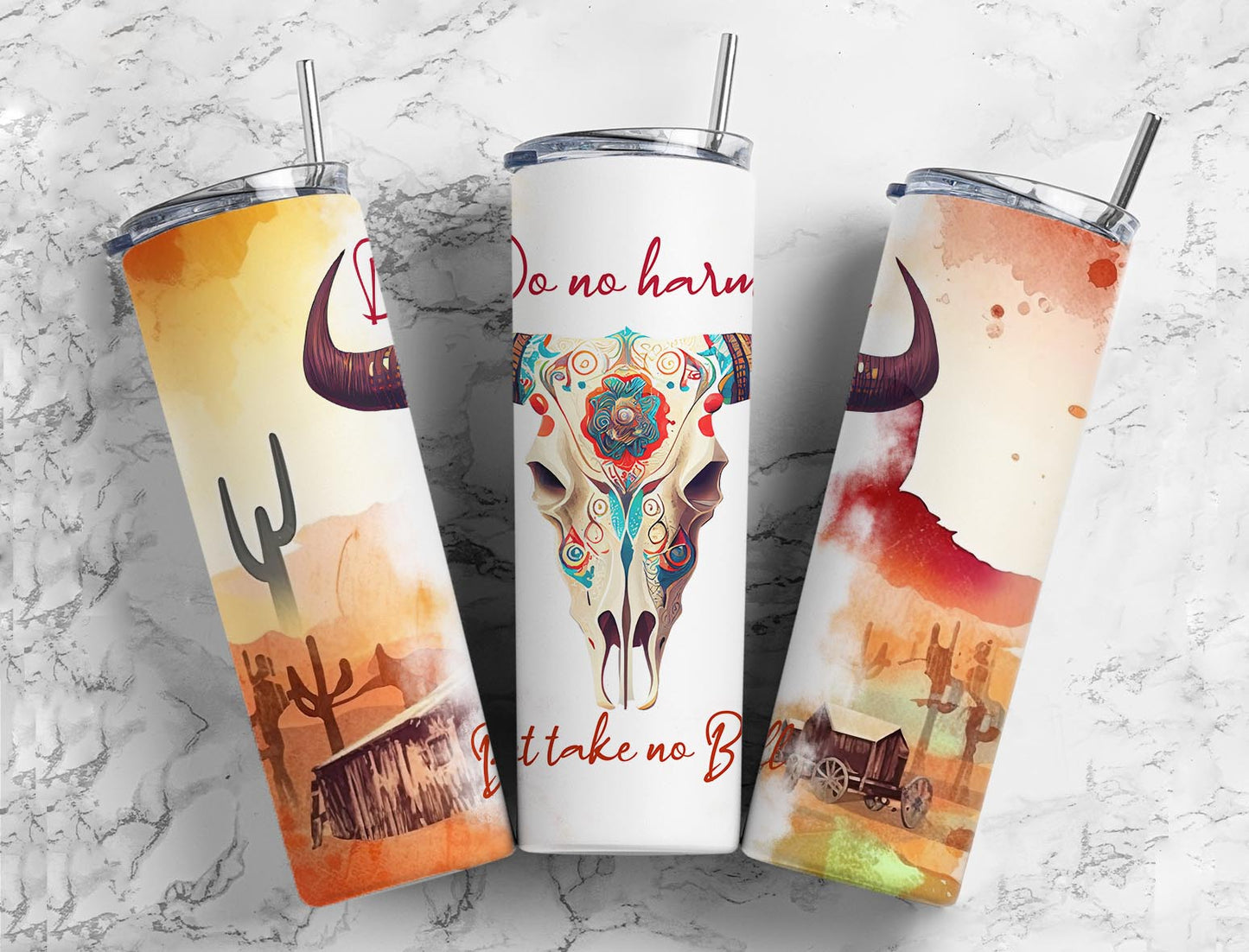 Do No Harm But Take No Bull 20oz Sublimation Tumbler Designs, Skull Bull 9.2 x 8.3”  Tumbler Png, Digital Download