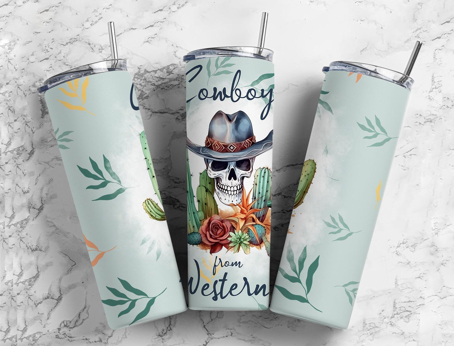 Cowboy From Western 20oz Sublimation Tumbler Designs, Cactus 9.2 x 8.3”  Tumbler Png, Digital Download