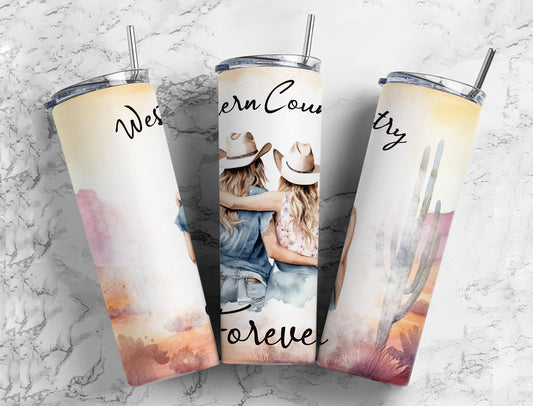 Western Country Forever 20oz Sublimation Tumbler Designs, Cowgirl Bestfriend 9.2 x 8.3”  Tumbler Png, Digital Download