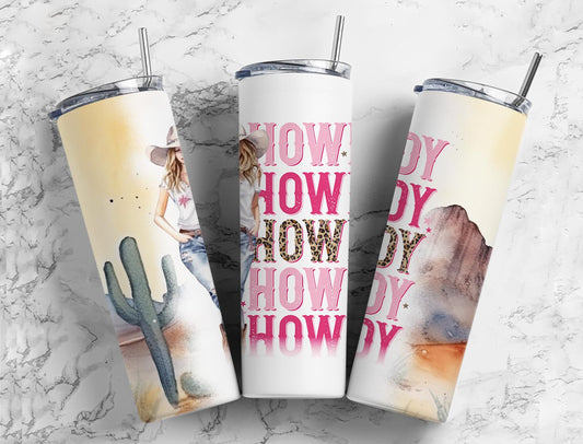 Cowgirls 20oz Sublimation Tumbler Designs, Howdy 9.2 x 8.3”  Tumbler Png, Digital Download